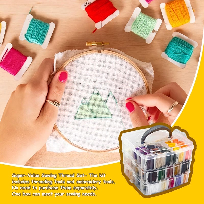 AILUHONG 187Pcs Embroidery Floss Polyester Cross-Stitch Thread Kit with Tailoring Tools 150 Colors Friendship Bracelets Floss for Embroideries Sewing Handicraft DIY Project - Image 5